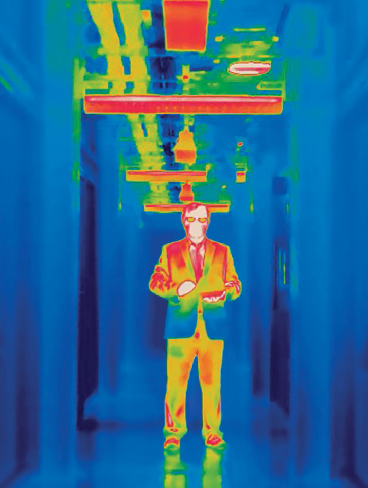 Materials science and engineering professor Junqiao Wu, photographed with a thermographic camera in Hearst Memorial Mining Building