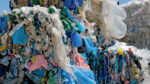 Bundles of plastic bags awaiting recycling