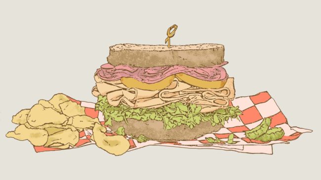 Illustration of deli-style sandwich
