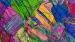Colorful electron microscope image of pure titanium with a nanotwinned structure.