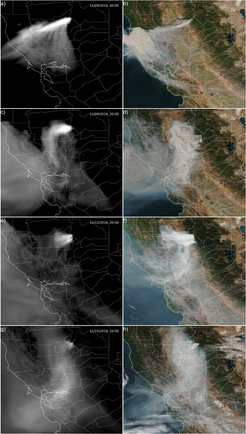 HRRR-Smoke images as compared to Suomi-NPP images