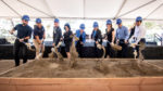 Campus leaders conduct a ceremonial groundbreaking for the new Gateway building