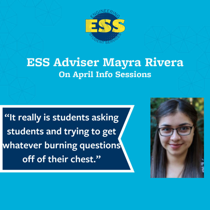 ESS adviser Mayra Rivera on April info sessions