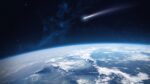 Image showing a view of planet Earth and a comet from space.