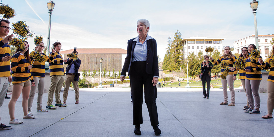 New Chancellor Carol Christ on the Doe Library plaza