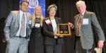 Tsu-Jae King Liu with award from the Silicon Valley Engineering Council