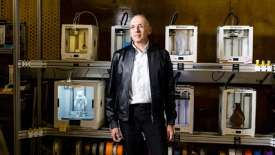 Costas Spanos with 3D printers